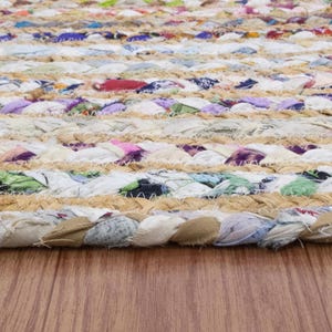 Hand Braided Jute Rug, White Chindi Cotton Rug, Multicolor Hallway Runner Rug, Indoor Rug, Rugs For Living Room, Customize Rug 2x8, 2x10 Ft