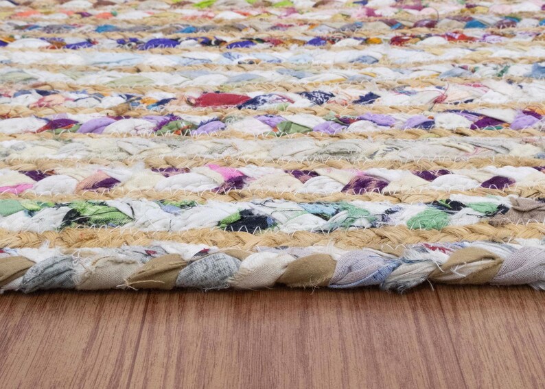Hand Braided Jute Rug, White Chindi Cotton Rug, Multicolor Hallway Runner Rug, Indoor Rug, Rugs For Living Room, Customize Rug 2x8, 2x10 Ft