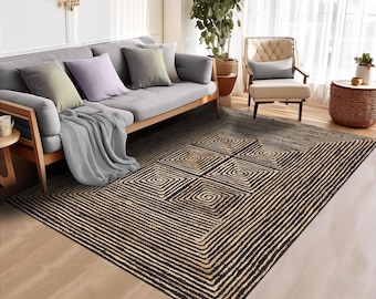 Natural Fiber Braided Jute Rug, Handmade Jute Rug, Indian Area Rug, Boho Decor Rug, Bedroom, Hallway Runner Rug, Custom Rug, 4x6 7x7 8x10 Ft