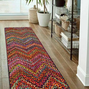 Chindi Cotton Jute Rug Runner Rug Dinning Room Carpet Stair Runner Rugs Square Area Rug Boho Decor Rug Custom Size 5x8 7x7 3x12 Feet Rug