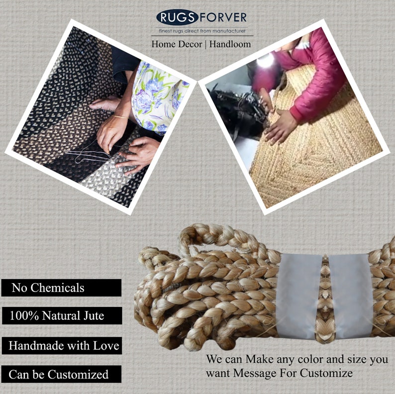 Indian Handmade Round Rug Outdoor Doormats Cotton Jute Rug Braided