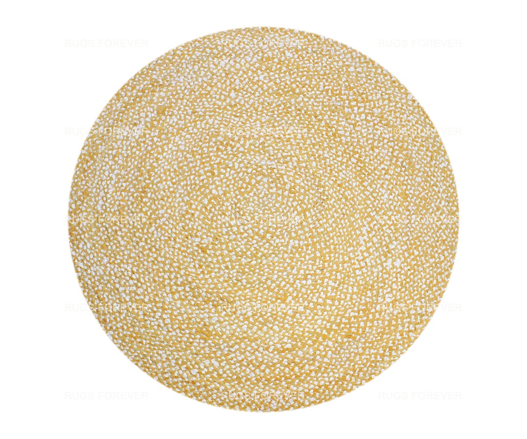 Yellow Cotton Rug Turkish Round Rug Beautiful Braiding Chindi Etsy
