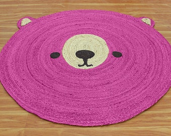 Pink Round Jute Durries Hand Braided Round Jute Rug Bedroom Living Room Floor Décor Carpets Indoor Outdoor Rug 5x5 6x6 12x12 Feet