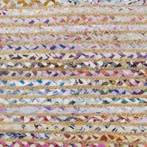 Hand Braided Jute Rug, White Chindi Cotton Rug, Multicolor Hallway Runner Rug, Indoor Rug, Rugs For Living Room, Customize Rug 2x8, 2x10 Ft