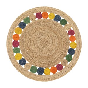 Alfombra circular Alfombra redonda beige Alfombra circular multicolor Alfombra hecha a mano Alfombra de piso personalizada 3x3 5x5 8x8 pies.