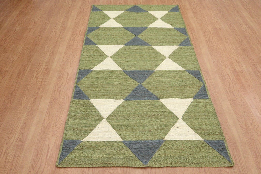 Heart Green Jute Rug Handwoven Green Jute Rug: Bohemian Farmhouse Area Rug - Etsy