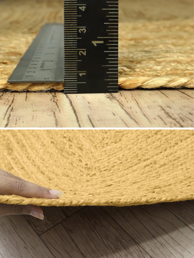 Orange Round Jute Rug Round Area Rug Beige Geometric Braided Rug Yoga