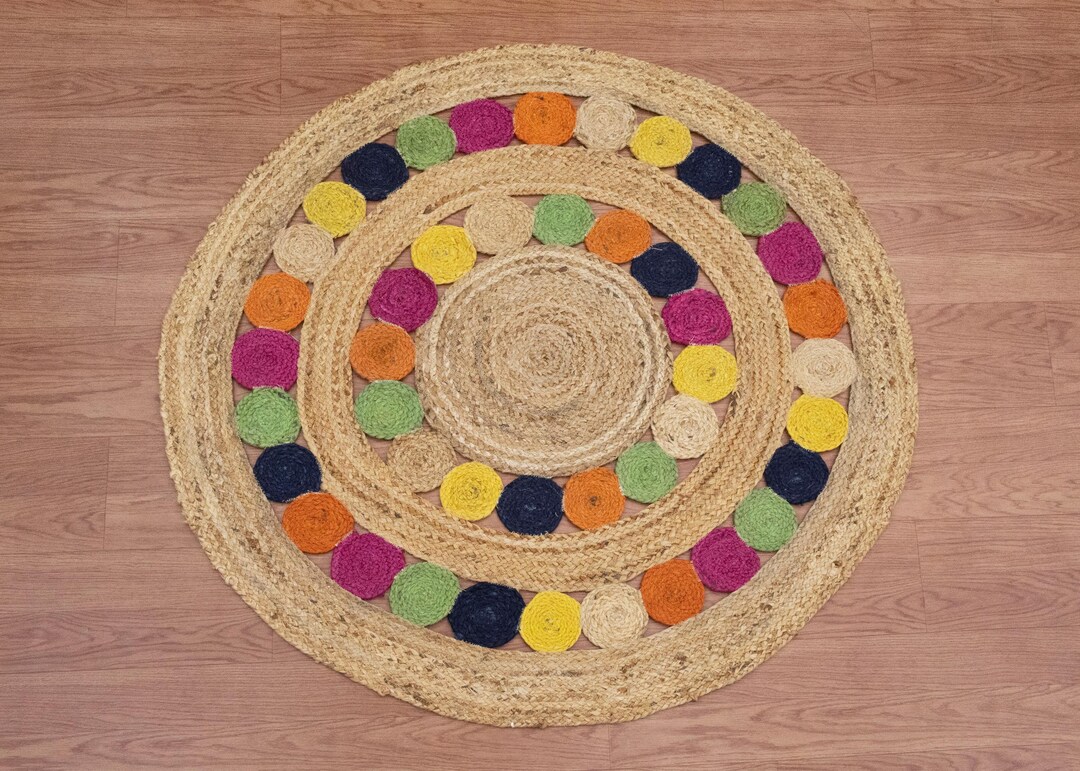 Hand Braided Jute Rug, Beige Jute Rug, Multi-color Jute Rug, Outdoor ...