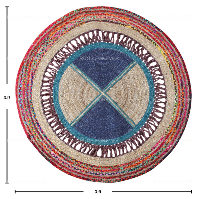 Indian Handmade Round Rug Outdoor Doormats Cotton Jute Rug Braided