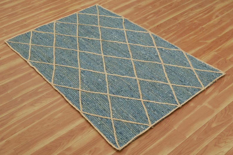 Natural Handmade Jute Rug Natural Fiber Rug Bohemian Rug Dining Room