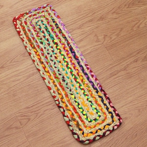 Corridore per scale blu, corridore per scale in cotone Chindi, tappeto con gradini di iuta, gradini per scale moderni, corridori 13 pezzi