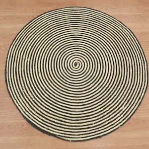 Zwart-wit rond gestreept jute tapijt gebied tapijt vloerkleed cirkel tapijt vloerkleed natuurlijk jute rond tapijt Boho 3x3 6x6 8x8 Ft.