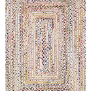 Hand Braided Jute Rug, White Chindi Cotton Rug, Multicolor Hallway Runner Rug, Indoor Rug, Rugs For Living Room, Customize Rug 2x8, 2x10 Ft