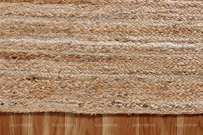 Natural Jute Rug Indian Hand Braided Rug Boho Rug Rectangular Rug