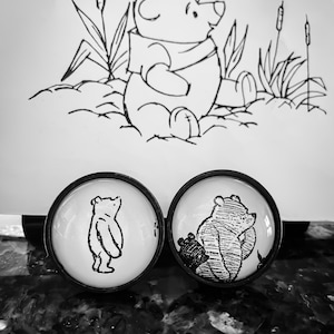 1950 Winnie the Pooh Black Drawer Pulls - Set of 2