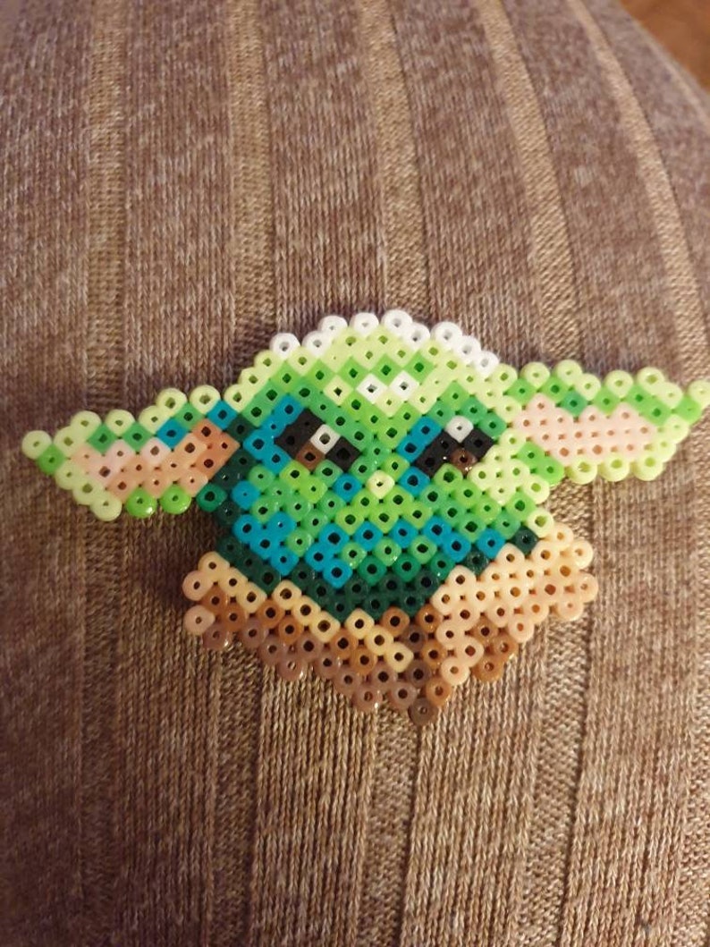 Mandalorian Grogu Baby Yoda Fuse Bead Head Keyring Etsy Denmark
