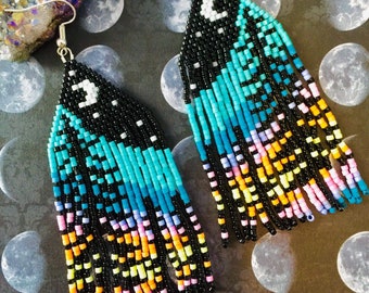 Fringe beaded earrings