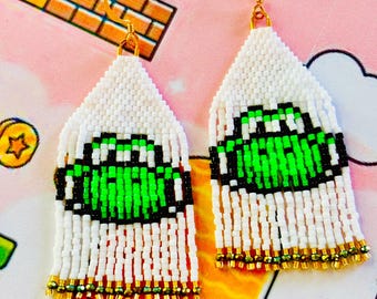 Mario Inspired Beaded Earrings, Video Game Jewelry, Gamer Gift, Nintendo Fan Gift, Handmade Statement Earrings