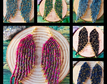 Fringe beaded earrings