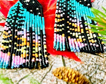 Boucles d&#39;oreilles à franges et perles