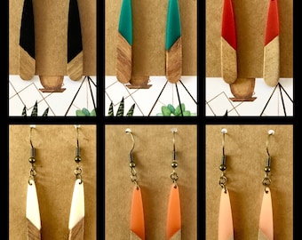 Boucles d'oreilles en bois résine