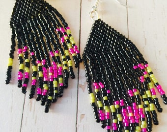 Fringe beaded earrings