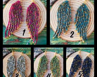 Fringe beaded earrings