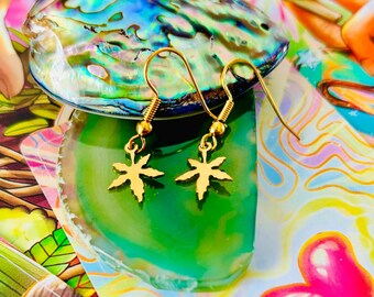 Marijuana leaf earrings