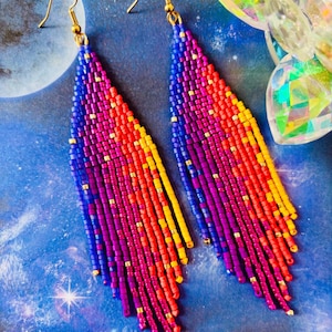 Boucles d&#39;oreilles mit Fransen und Perlen