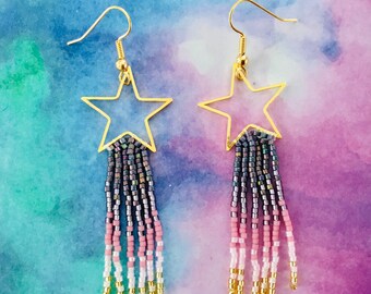Shooting star fringe earrings
