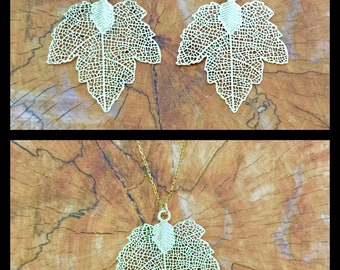 Maple leaf pendant chain or earrings