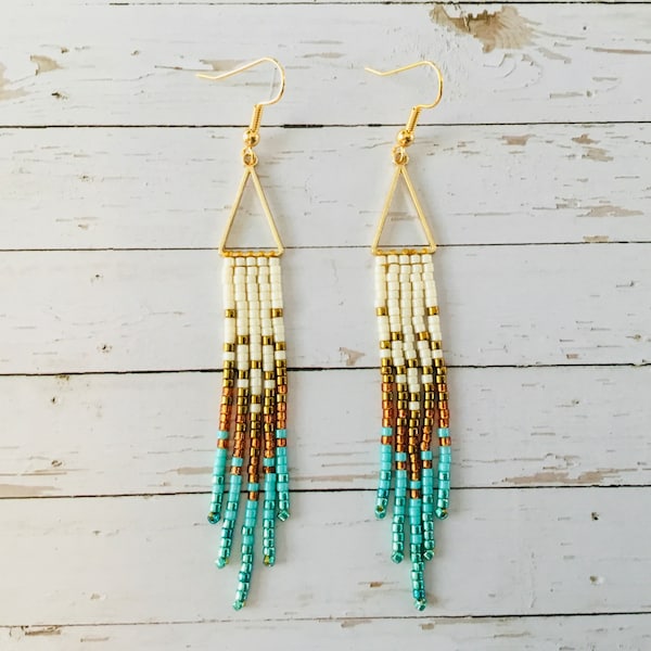 Fringe beaded earrings