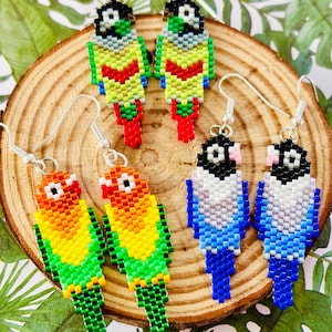 Beaded parrot earrings