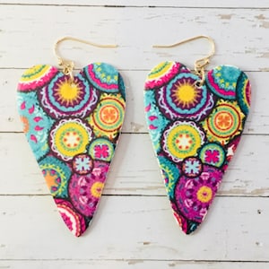 Heart shaped synthetic leather earrings