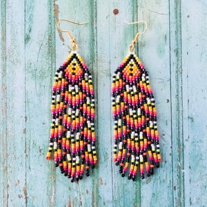 Boucles d&#39;oreilles mit Fransen und Perlen