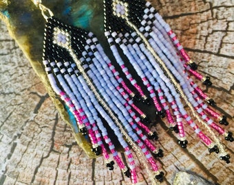 Fringe beaded earrings