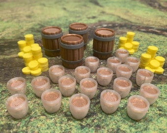 Taverns in the Deep Valley - Token Sets Resources - Liquor Beer Barrels Coin Tokens