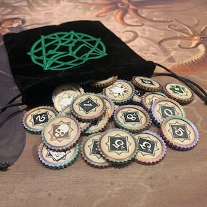 Arkham Horror LCG Token Sleeves Verde Púrpura Azul brillante