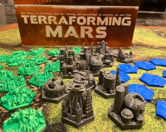 Terraforming Mars - 3D Terrain Fliesen Städte Wald Ozean - Brettspiel Zubehör