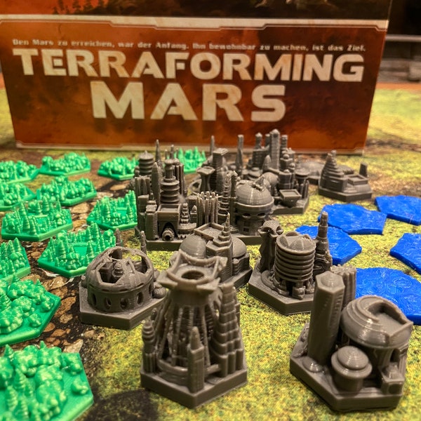 Terraforming Mars - 3D Terrain Fliesen Städte Wald Ozean - Brettspiel Zubehör