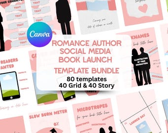 Romanze Autor Social Media Templates, Buchvorstellung Kit (Canva)