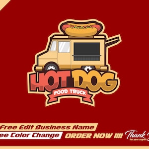 hot dog logo - food truck logo - food logo - truck logo - logo design - automotive - illustration