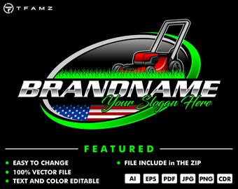 Sjabloon logo grasmaaier – ontwerp gazononderhoud (digitale download)