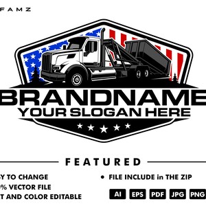 dump truck logo - truck logo - trucking logo - trailer - dump trailer - rental - service - contruction - automotive