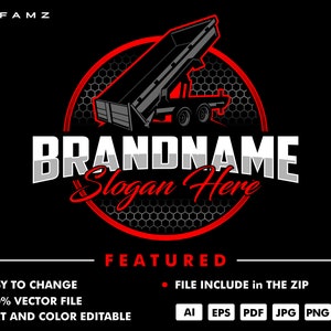 Dump Trailer Vector Logo – Lastbilsuthyrning (digital nedladdning)