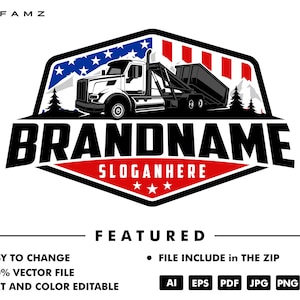 dump truck logo - truck logo - trucking logo - trailer - dump trailer - rental - service - contruction - automotive
