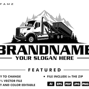dump truck logo - truck logo - trucking logo - trailer - dump trailer - rental - service - contruction - automotive