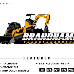 skidsteer logo template - bulldozer logo - excavator logo - heavy equipment - contruction - industrial - equipment rental - logging - loader