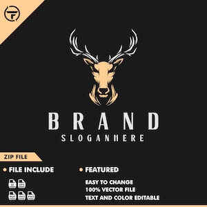 deer logo - deer vector - animal logo - wild - hunting - vector - illustration