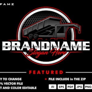 dump trailer logo - dump trailer vector - dump trailer - pickup logo - truck - rental logo - service logo - automotive logo - illustration